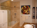 Woodmark design of new bath combining two rooms