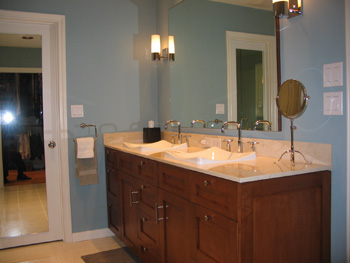 Twelve drawers of storage in seven foot vanity cabinet