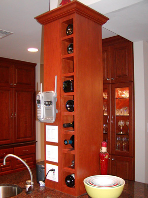 Column enclosed with wine rack