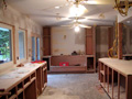 Memorial kitchen with cabinets under construction